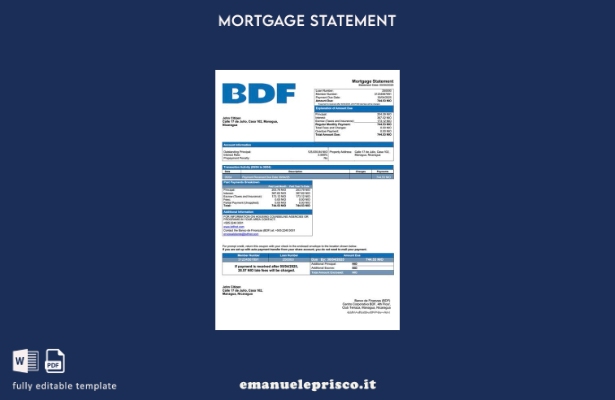 stile verificato Estratto conto ipotecario Nicaragua Banco de Finanzas (BDF) Mod